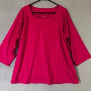 Susan Graver Essentials Top Liquid Knit Fuchsia Pink Womens 2X